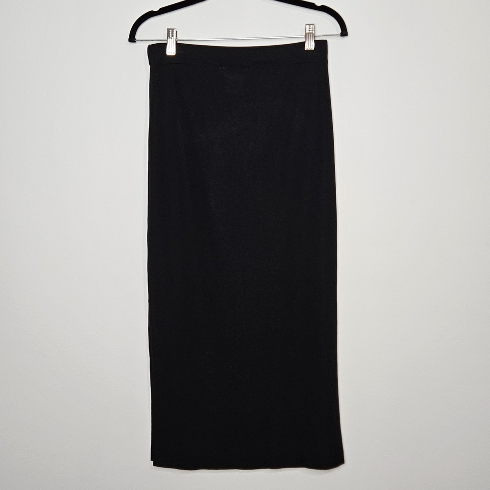 Exclusively Misook Maxi Skirt Sz S PETITE Pull On Acrylic Knit Side Slit Career - Picture 2 of 8